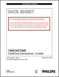 74HC245N datasheet: Octal bus transceiver; 3-state 74HC245N