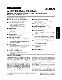 AM29F400AB-90FIB datasheet: 4 Megabit (524,288x8-bit/262, 144x16 bit) CMOS 5.0Volt-only, sector erase flash memory AM29F400AB-90FIB