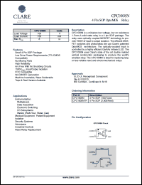 CPC1008N datasheet: 4 pin SOP optoMOS relay, 100V CPC1008N
