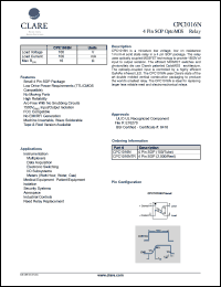 CPC1016NTR datasheet: 4 pin SOP optoMOS relay, 100V CPC1016NTR