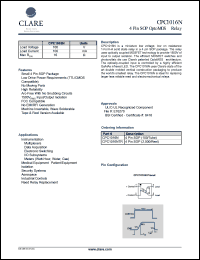 CPC1016N datasheet: 4 pin SOP optoMOS relay, 100V CPC1016N