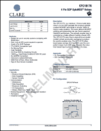 CPC1017NTR datasheet: 4 pin SOP optoMOS relay, 60V CPC1017NTR