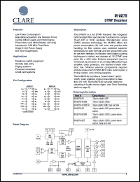 M-8870-02T datasheet: DTMF receiver M-8870-02T