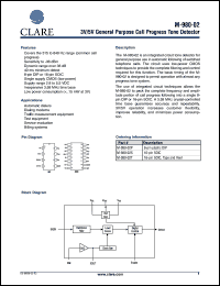M-980-02S datasheet: 3V/5V general purpose call progress tone detector M-980-02S