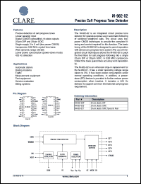 M-982-02S datasheet: Precise call progress tone detector M-982-02S