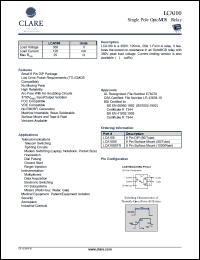 LCA100 datasheet:  Single pole optoMOS relay LCA100