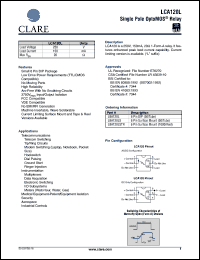 LCA120LS datasheet:  Single pole optoMOS relay LCA120LS