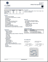 LCA127 datasheet:  Single pole optoMOS relay, 250V LCA127