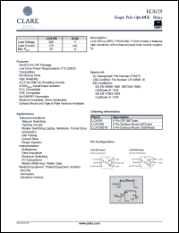 LCA129STR datasheet:  Single pole optoMOS relay, 250V LCA129STR