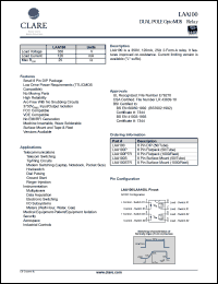 LAA100STR datasheet: Dual pole optoMOS relay, 350V LAA100STR