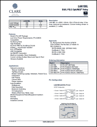 LAA100PLTR datasheet: Dual pole optoMOS relay, 350V LAA100PLTR