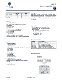 LAA120S datasheet: Dual pole optoMOS relay, 350V LAA120S