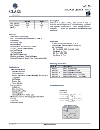 LAA120P datasheet: Dual pole optoMOS relay, 350V LAA120P