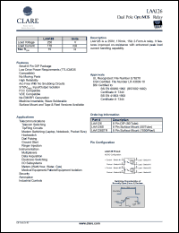 LAA126 datasheet: Dual pole optoMOS relay, 350V LAA126