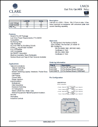 LAA126STR datasheet: Dual pole optoMOS relay, 350V LAA126STR