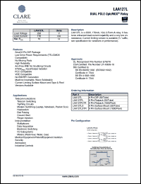 LAA127PL datasheet: Dual pole optoMOS relay, 250V LAA127PL