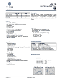 LBA110L datasheet: Dual pole optoMOS relay LBA110L