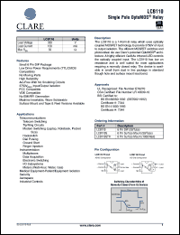 LCB110 datasheet: Single pole optoMOS relay LCB110