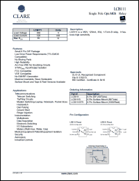 LCB111STR datasheet: Single pole optoMOS relay LCB111STR