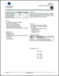 LDA211STR datasheet: Solid state current sensor LDA211STR