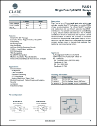 PLA134 datasheet: Single pole optoMOS relay PLA134