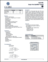 PLA140L datasheet: Single pole optoMOS relay PLA140L