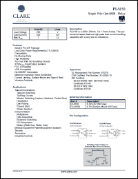 PLA150 datasheet: Single pole optoMOS relay PLA150