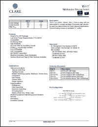 TS117P datasheet: Multifunction telecom switch TS117P