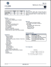 TS118PTR datasheet: Multifunction telecom switch TS118PTR