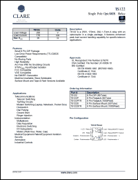 TS122S datasheet: Single pole optoMOS relay TS122S