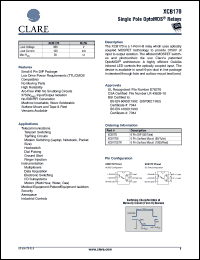 XCB170S datasheet: Single pole optoMOS relay XCB170S