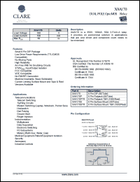 XAA170PTR datasheet: Dual pole optoMOS relay XAA170PTR