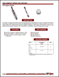 TG-61 datasheet: 0.75 KV two electrode high-energy  spark gap TG-61