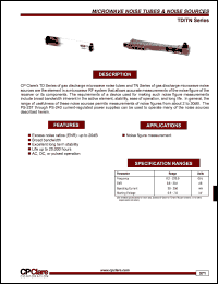 TN-101 datasheet: 0.95 KV microwave noise tube and noise source TN-101