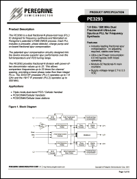 PE3293-00 datasheet: 1.8 GHz / 550 MHz dual fractional-N ultra-low spurious PLL for frequency synthesis PE3293-00