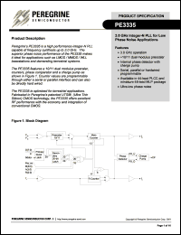 PE3335-21 datasheet: 3.0 GHz integer-N PLL for low phase noise applications PE3335-21