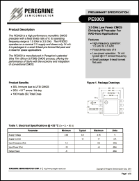 PE9303-00 datasheet: 3.5 GHz low power CMOS divide-by-8 prescaler for RAD-hard applications PE9303-00