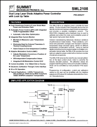 SML2108F datasheet: Dual loop laser diode adaptive power controller with look up table SML2108F
