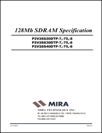 P2V28S40ATP-7 datasheet: 128 Mb SDRAM (4-bank x 2.097.152-word x 16-bit) P2V28S40ATP-7