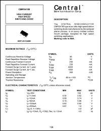 CMPD4150 datasheet: High current high speed switching diode CMPD4150