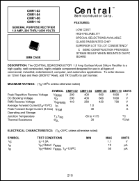 CMR1-10 datasheet: 1000 V, general purpose rectifier CMR1-10