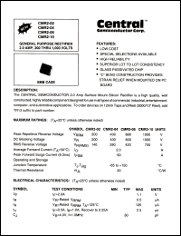 CMR2-10 datasheet: 1000 V, general purpose rectifier CMR2-10