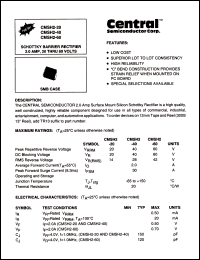 CMSH2-60 datasheet: 60 V,  schottky barrier rectifier CMSH2-60