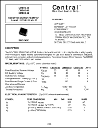 CMSH3-40 datasheet: 40 V,  schottky barrier rectifier CMSH3-40