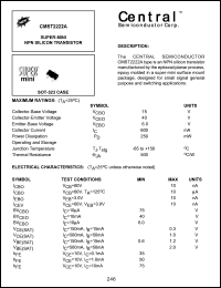 CMST2222A datasheet: 60 V,  super-mini NPN silicon transistor CMST2222A