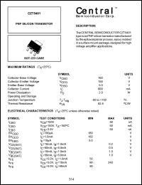 CZT5401 datasheet: PNP silicon   transistor CZT5401