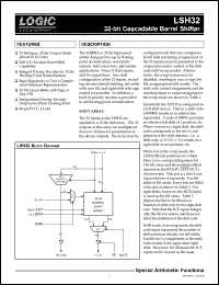 LSH32JC32 datasheet: 32-bit cascadable barrel shifter. Speed 32ns LSH32JC32