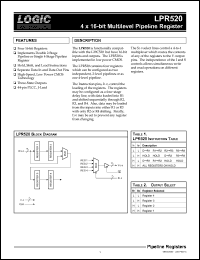 LPR520JC22 datasheet: 4 x 16-bit multilevel pipeline register. Speed 22ns LPR520JC22