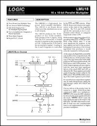 LMU18JC35 datasheet: 16 x 16-bit parallel multiplier. Speed 35ns LMU18JC35