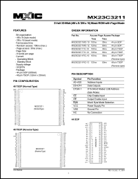 MX23C3211MC-10 datasheet: Access time: 100; 5 volt, 32-Mbit (4M x 8/2M x 16) mask ROM with page mode MX23C3211MC-10